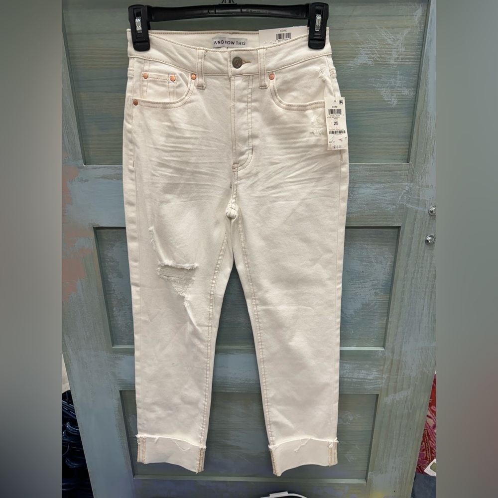 And Now This High Rise Cuffed White Jeans, Size 20W